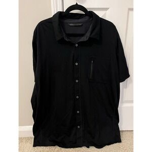 QOR Black Performance Button-Down Shirt with Zip Pocket‎ Casual Technical XXL
